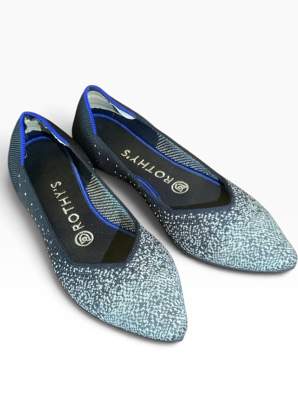 Rothy’s The Point Slate Twilight Metallic Retired Flats Size 7.5